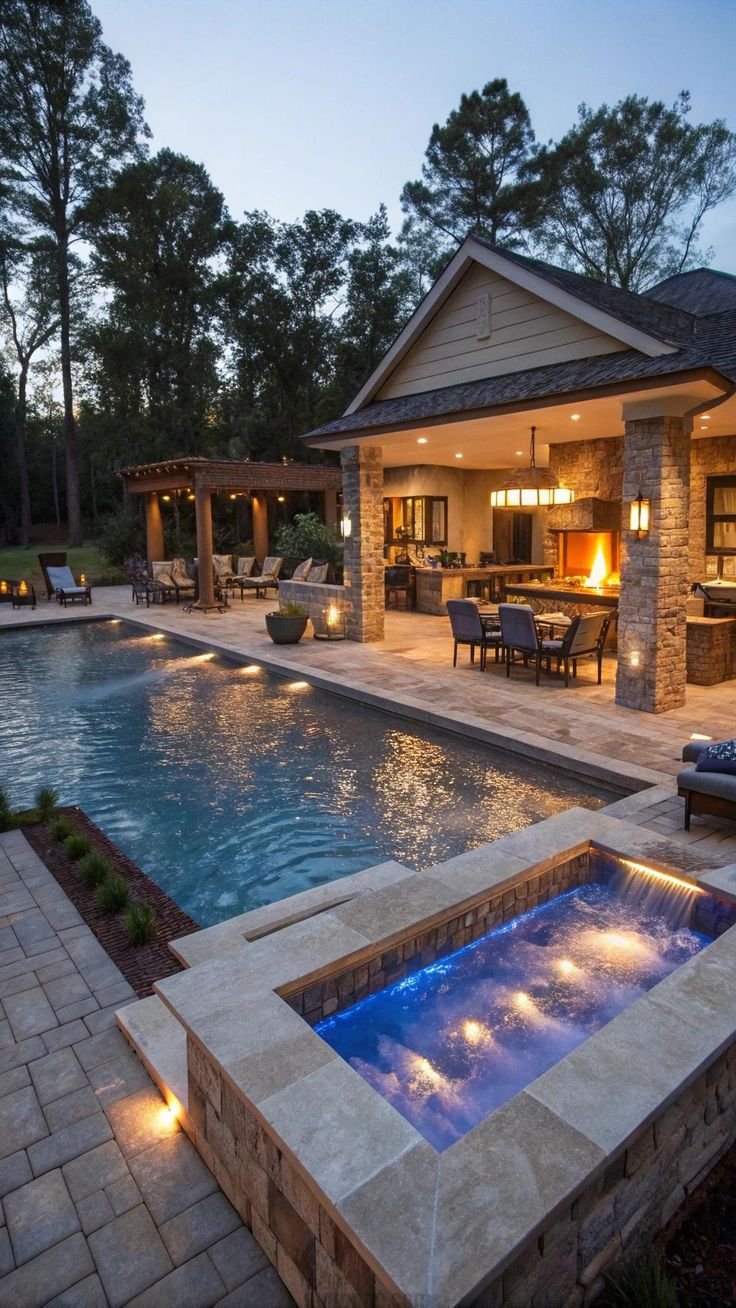 Beautiful backyard pool and patio design